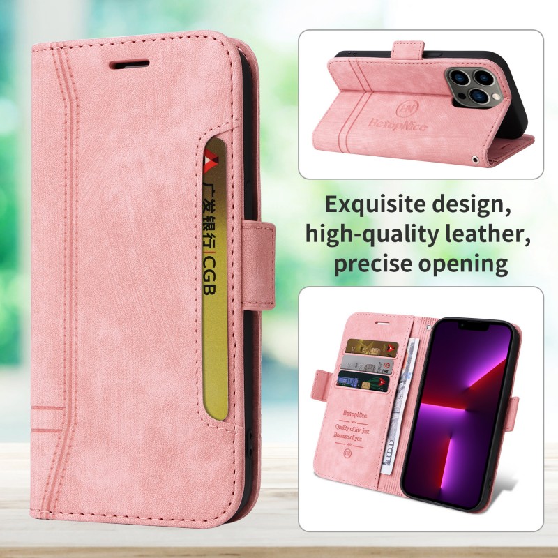 iPhone Compatible Flip-style Card Slot Phone Case with Wrist Strap and Buckle